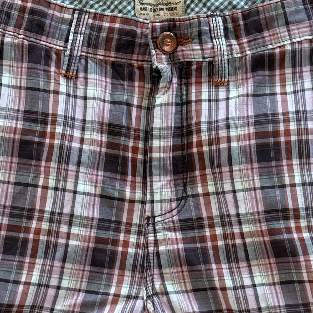 Tommy Bahama Cargo Shorts 100% Cotton Plaid Pink/Brown Golf Beach Men’s Size 36 - Picture 2 of 11